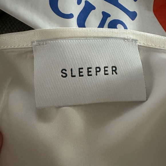 SLEEPER Boheme Slip Dress with Feathers in White - Picture 6 of 6